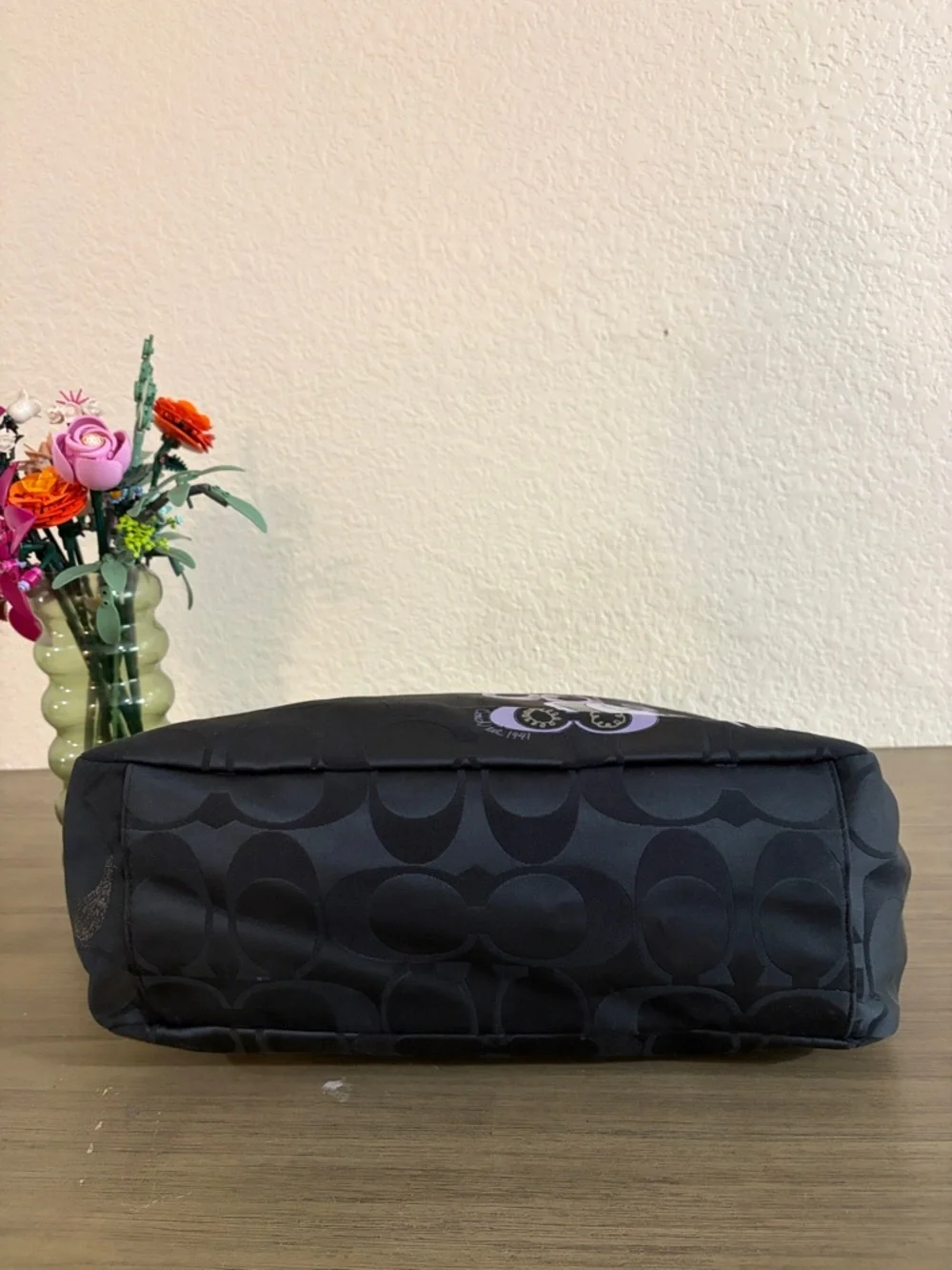 COACH POPPY APPLIQUE DIAPER BABY BAG MULTIFUNCTION TOTE BLACK F17590 RARE